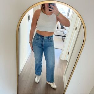 Aritzia Tna cropped, ribbed grey tank